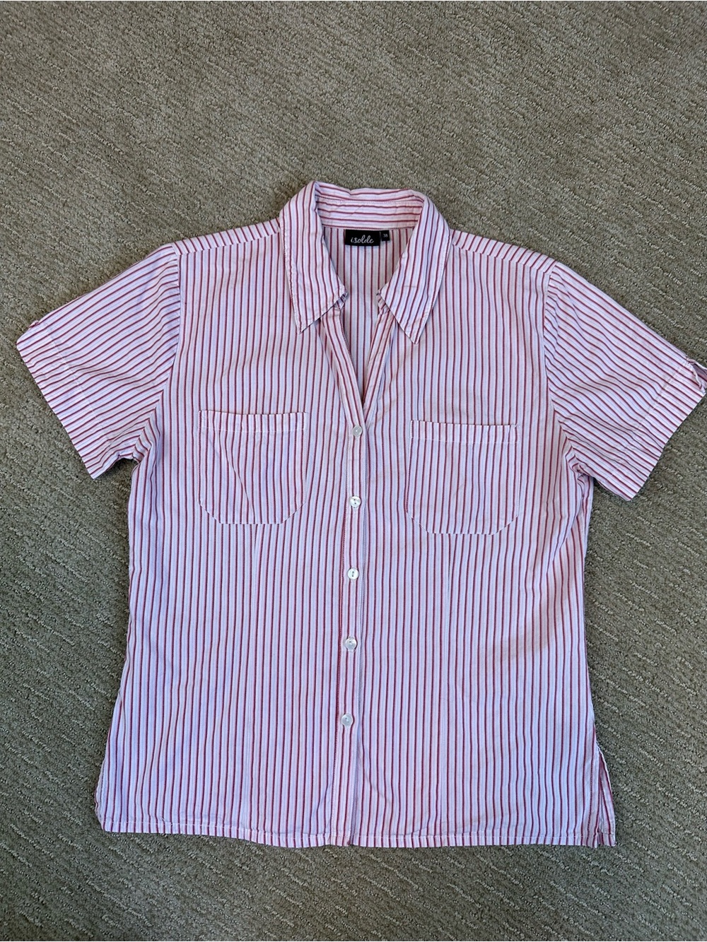 Fisherman Pink Striped 100% Cotton Button Up Coquette Preppy Y2K Summer Office M